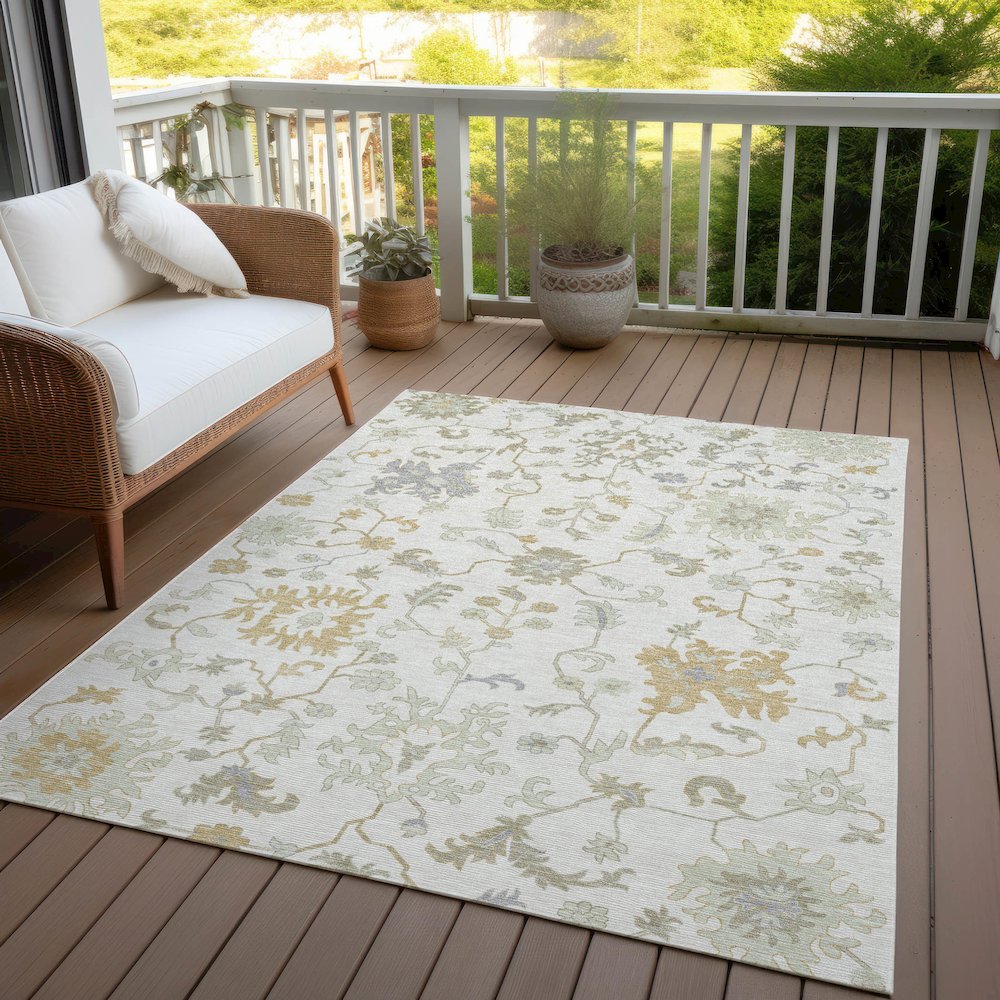 Machine Washable Indoor/Outdoor Chantille Ivory 2'6" x 3'10" Rug