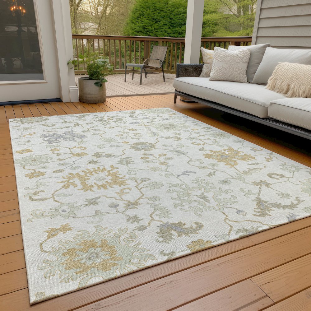 Machine Washable Indoor/Outdoor Chantille Ivory 2'6" x 3'10" Rug