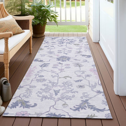Machine Washable Indoor/Outdoor Chantille Lavender 2'3" x 7'6" Runner Rug