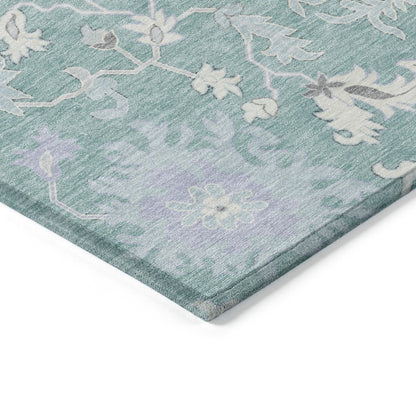 Machine Washable Indoor/Outdoor Chantille Seafoam 1'8" x 2'6" Rug
