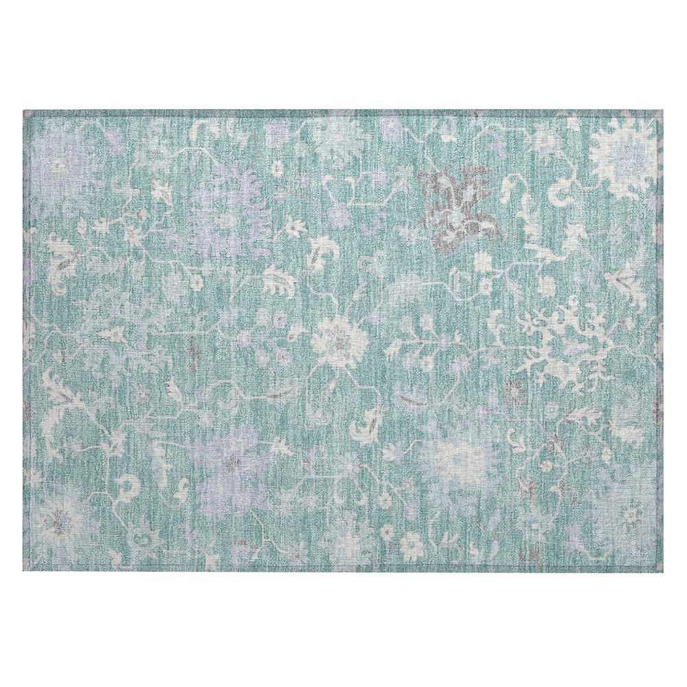 Machine Washable Indoor/Outdoor Chantille Seafoam 1'8" x 2'6" Rug