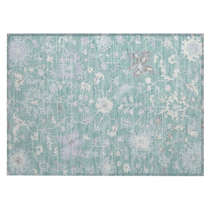 Machine Washable Indoor/Outdoor Chantille Seafoam 1'8" x 2'6" Rug