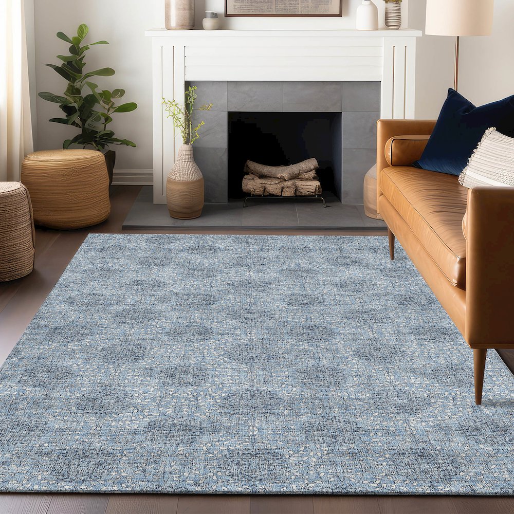 Machine Washable Indoor/Outdoor Chantille Blue 2'6" x 3'10" Rug