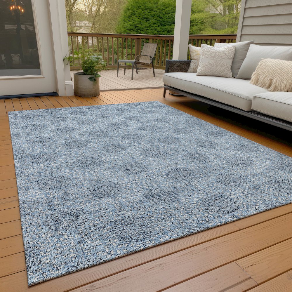 Machine Washable Indoor/Outdoor Chantille Blue 2'6" x 3'10" Rug