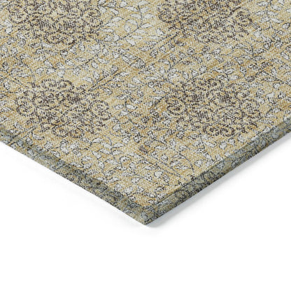 Machine Washable Indoor/Outdoor Chantille Gold 1'8" x 2'6" Rug