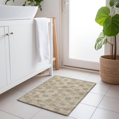 Machine Washable Indoor/Outdoor Chantille Gold 1'8" x 2'6" Rug