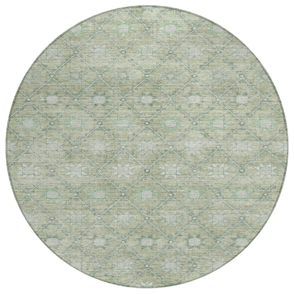 Machine Washable Indoor/Outdoor Chantille Aloe 8' x 8' Round Rug