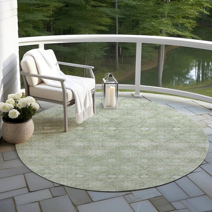 Machine Washable Indoor/Outdoor Chantille Aloe 8' x 8' Round Rug