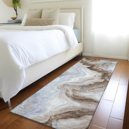 Machine Washable Indoor/Outdoor Chantille Taupe 2'3" x 7'6" Runner Rug