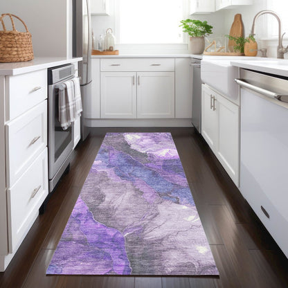 Machine Washable Indoor/Outdoor Chantille Lavender 2'3" x 7'6" Runner Rug