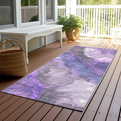 Machine Washable Indoor/Outdoor Chantille Lavender 2'3" x 7'6" Runner Rug