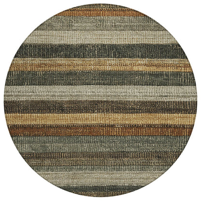 Machine Washable Indoor/Outdoor Chantille Khaki 8' x 8' Round Rug