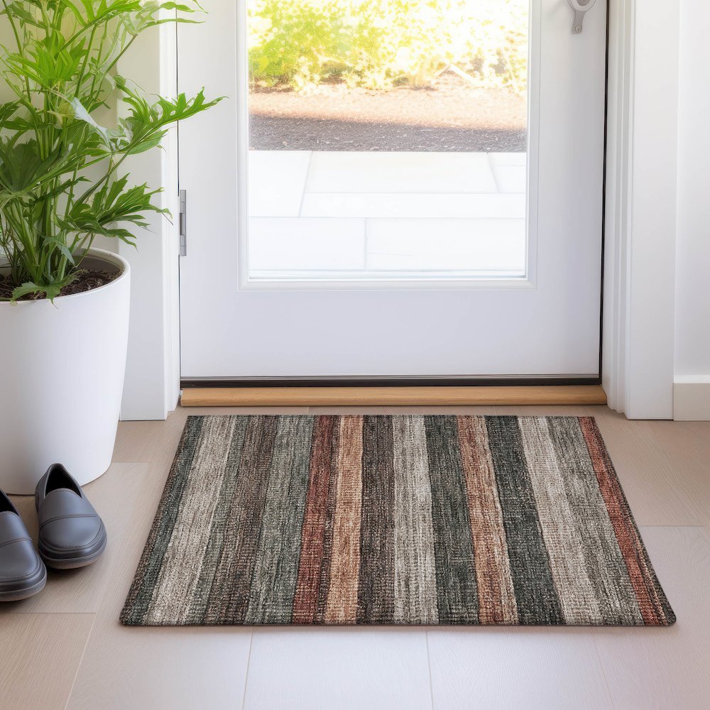 Machine Washable Indoor/Outdoor Chantille Paprika 1'8" x 2'6" Rug
