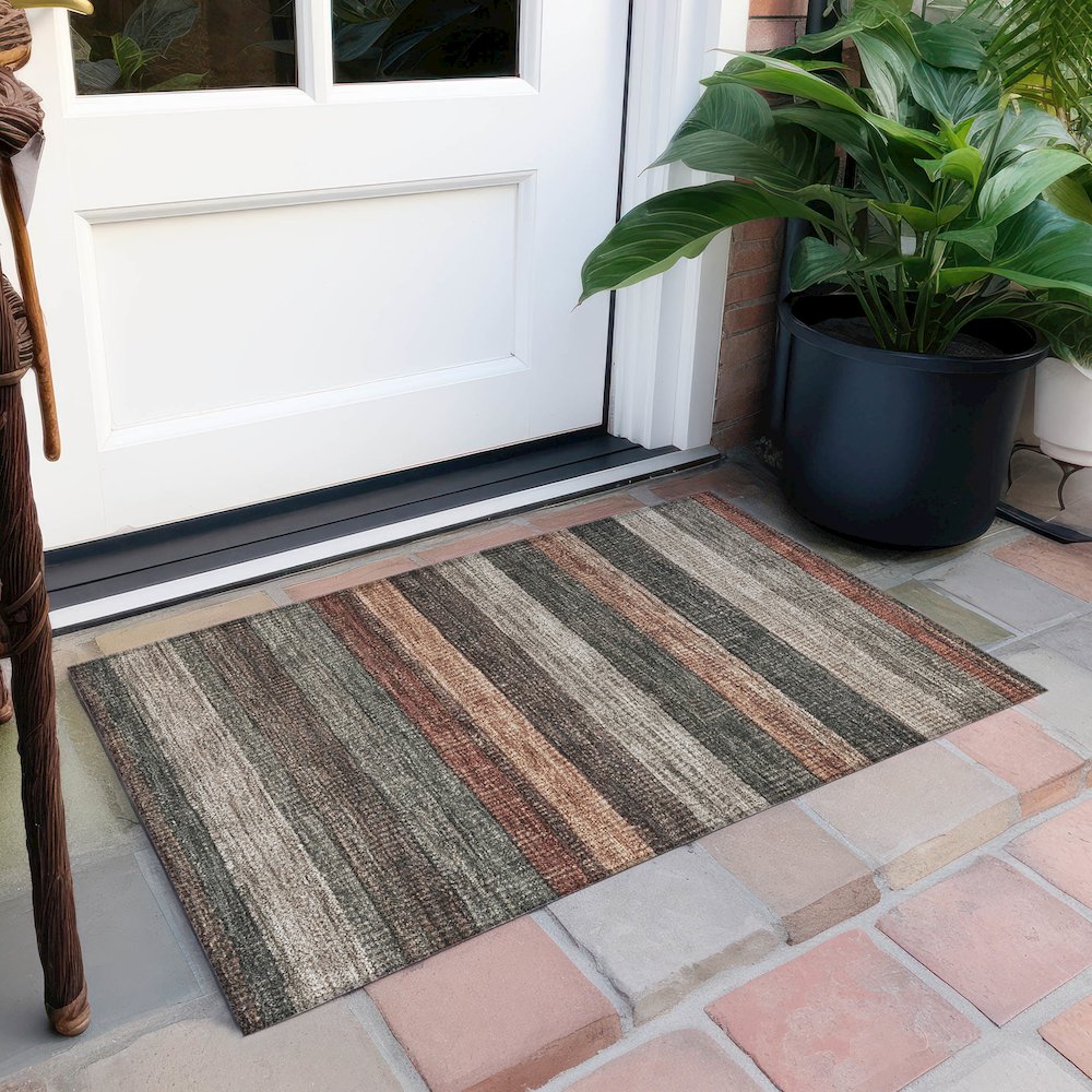 Machine Washable Indoor/Outdoor Chantille Paprika 1'8" x 2'6" Rug