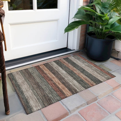 Machine Washable Indoor/Outdoor Chantille Paprika 1'8" x 2'6" Rug