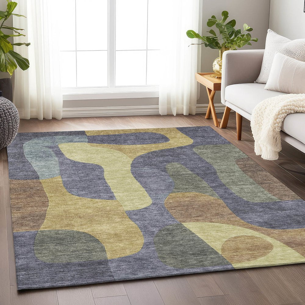 Machine Washable Indoor/Outdoor Chantille Purple 2'6" x 3'10" Rug
