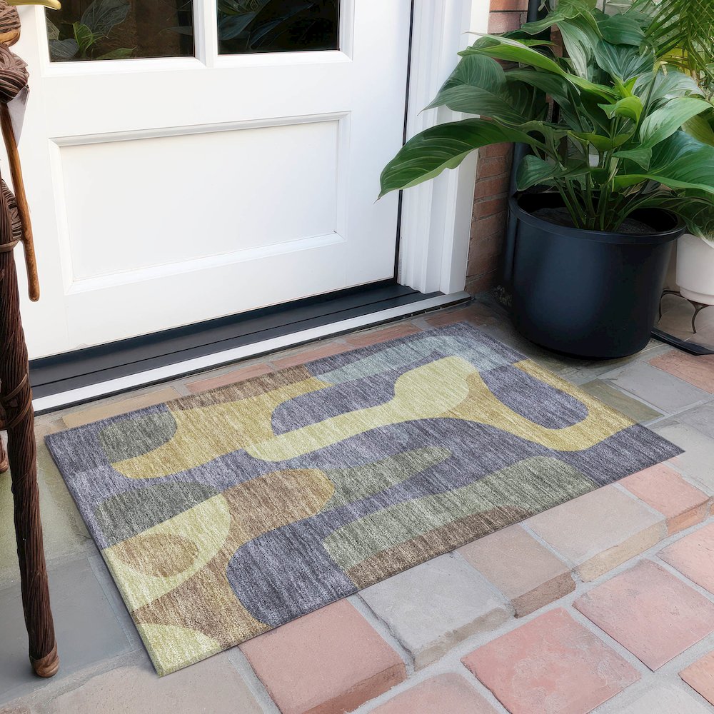 Machine Washable Indoor/Outdoor Chantille Purple 1'8" x 2'6" Rug