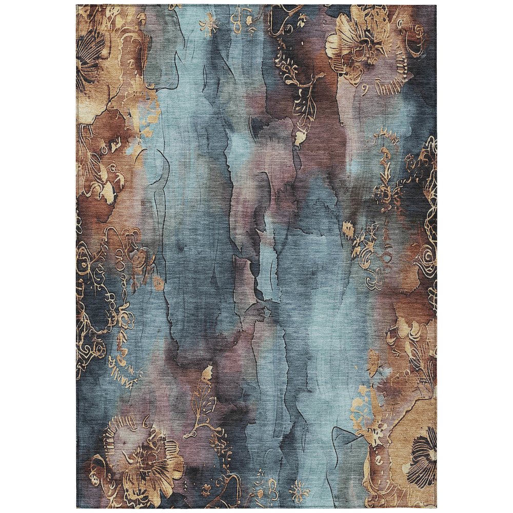 Machine Washable Indoor/Outdoor Chantille Blue 2'6" x 3'10" Rug
