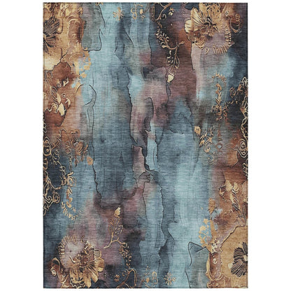 Machine Washable Indoor/Outdoor Chantille Blue 2'6" x 3'10" Rug