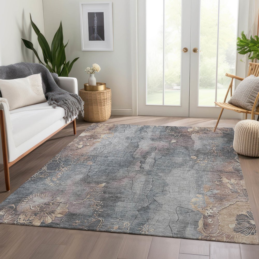 Machine Washable Indoor/Outdoor Chantille Gray 2'6" x 3'10" Rug