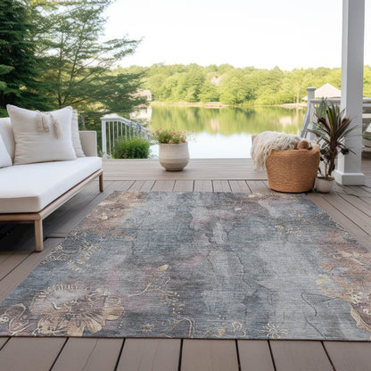 Machine Washable Indoor/Outdoor Chantille Gray 2'6" x 3'10" Rug