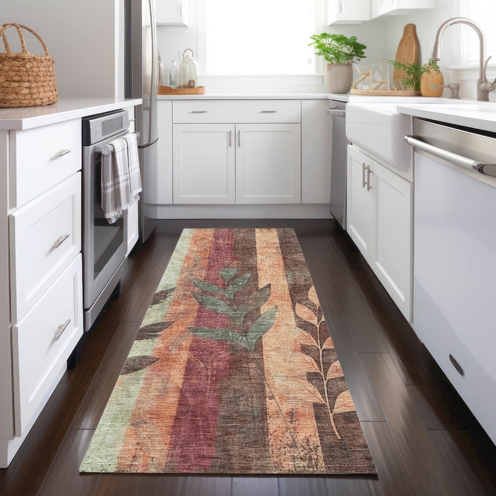 Machine Washable Indoor/Outdoor Chantille Terracotta 2'3" x 7'6" Runner Rug