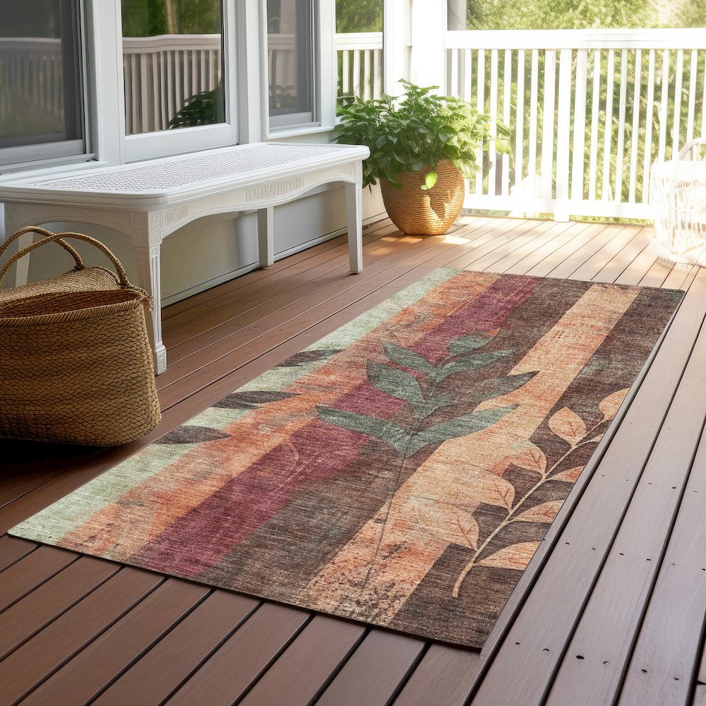 Machine Washable Indoor/Outdoor Chantille Terracotta 2'3" x 7'6" Runner Rug