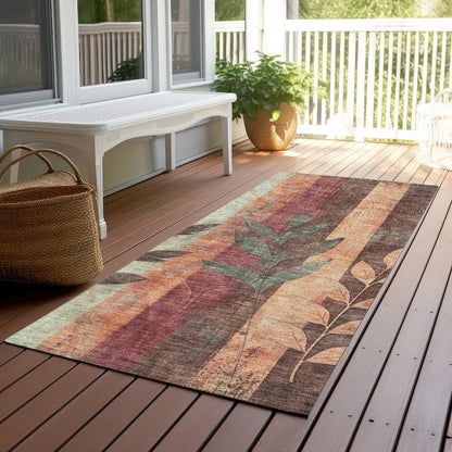 Machine Washable Indoor/Outdoor Chantille Terracotta 2'3" x 7'6" Runner Rug