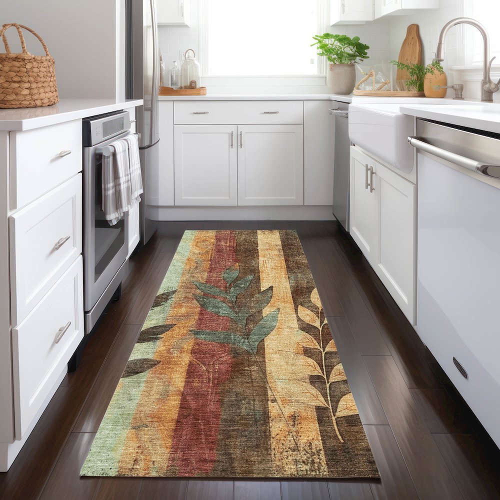 Machine Washable Indoor/Outdoor Chantille Wheat 2'3" x 7'6" Runner Rug