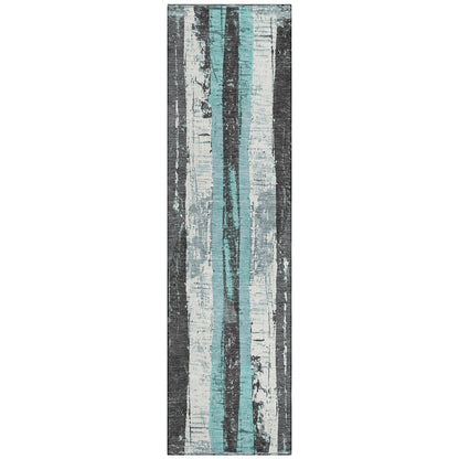 Machine Washable Indoor/Outdoor Chantille Teal 2'3" x 7'6" Runner Rug
