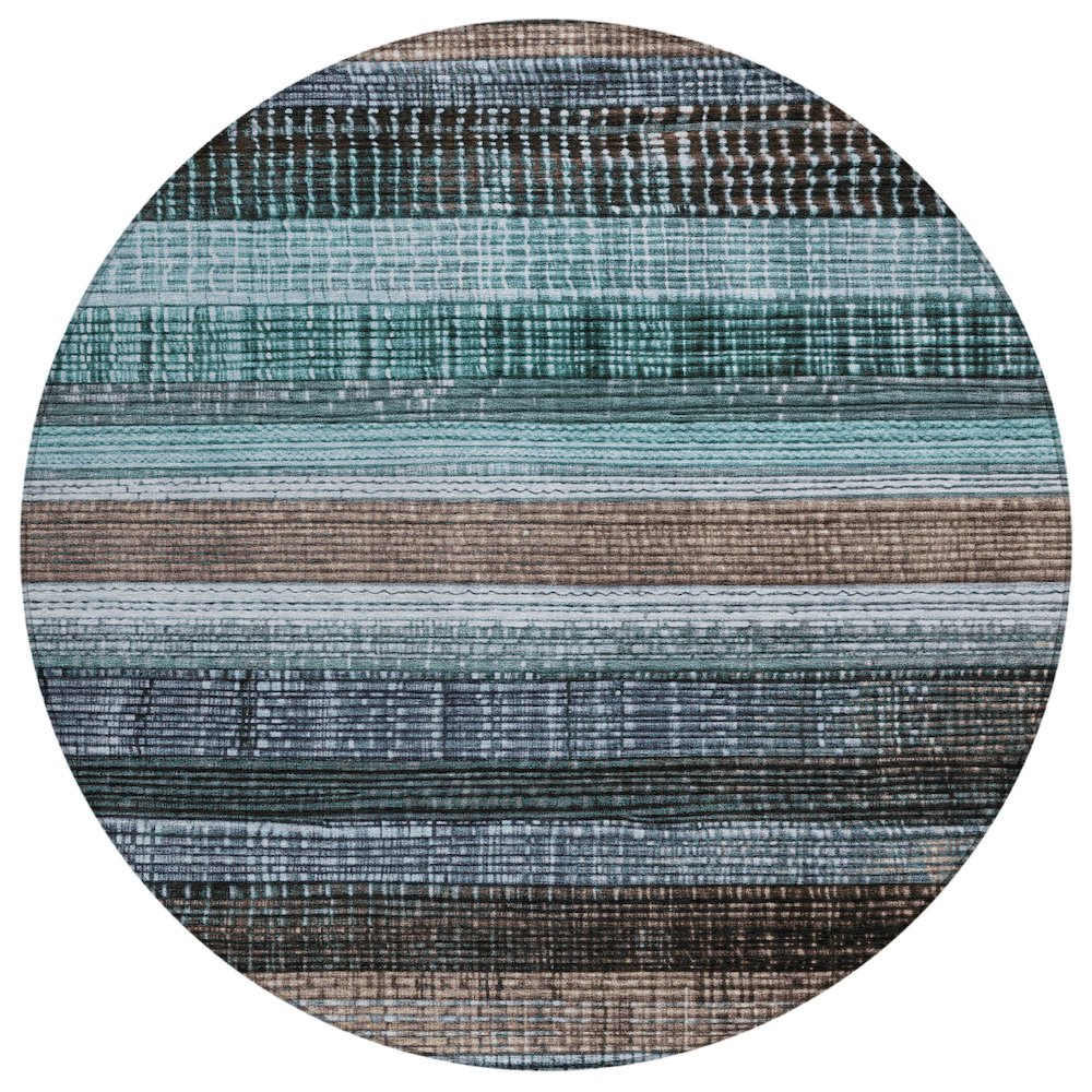 Machine Washable Indoor/Outdoor Chantille Teal 8' x 8' Round Rug