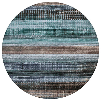 Machine Washable Indoor/Outdoor Chantille Teal 8' x 8' Round Rug