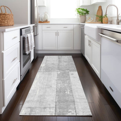 Machine Washable Indoor/Outdoor Chantille Gray 2'3" x 7'6" Runner Rug