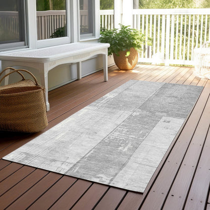 Machine Washable Indoor/Outdoor Chantille Gray 2'3" x 7'6" Runner Rug