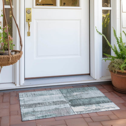 Machine Washable Indoor/Outdoor Chantille Seafoam 1'8" x 2'6" Rug