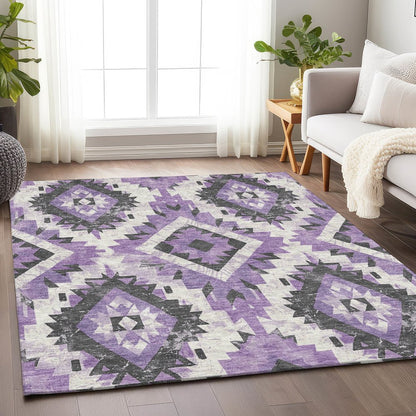 Machine Washable Indoor/Outdoor Chantille Purple 2'6" x 3'10" Rug