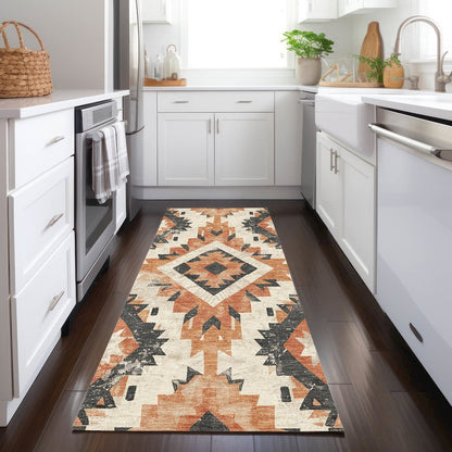 Machine Washable Indoor/Outdoor Chantille Terracotta 2'3" x 7'6" Runner Rug