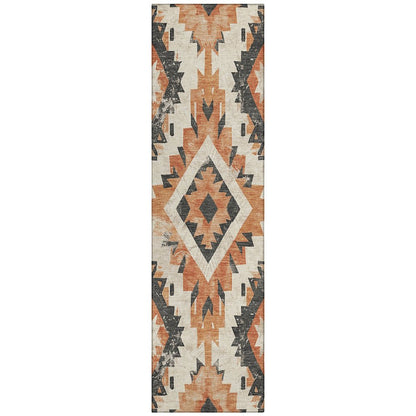 Machine Washable Indoor/Outdoor Chantille Terracotta 2'3" x 7'6" Runner Rug