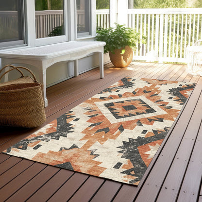 Machine Washable Indoor/Outdoor Chantille Terracotta 2'3" x 7'6" Runner Rug