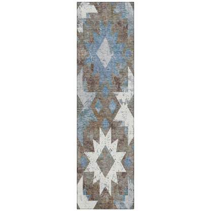 Machine Washable Indoor/Outdoor Chantille Brown 2'3" x 7'6" Runner Rug