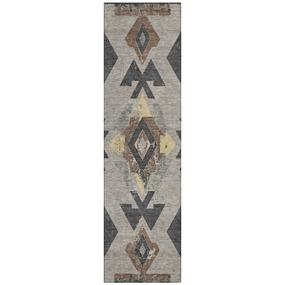 Machine Washable Indoor/Outdoor Chantille Taupe 2'3" x 7'6" Runner Rug