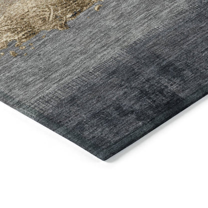 Machine Washable Indoor/Outdoor Chantille Gold 1'8" x 2'6" Rug