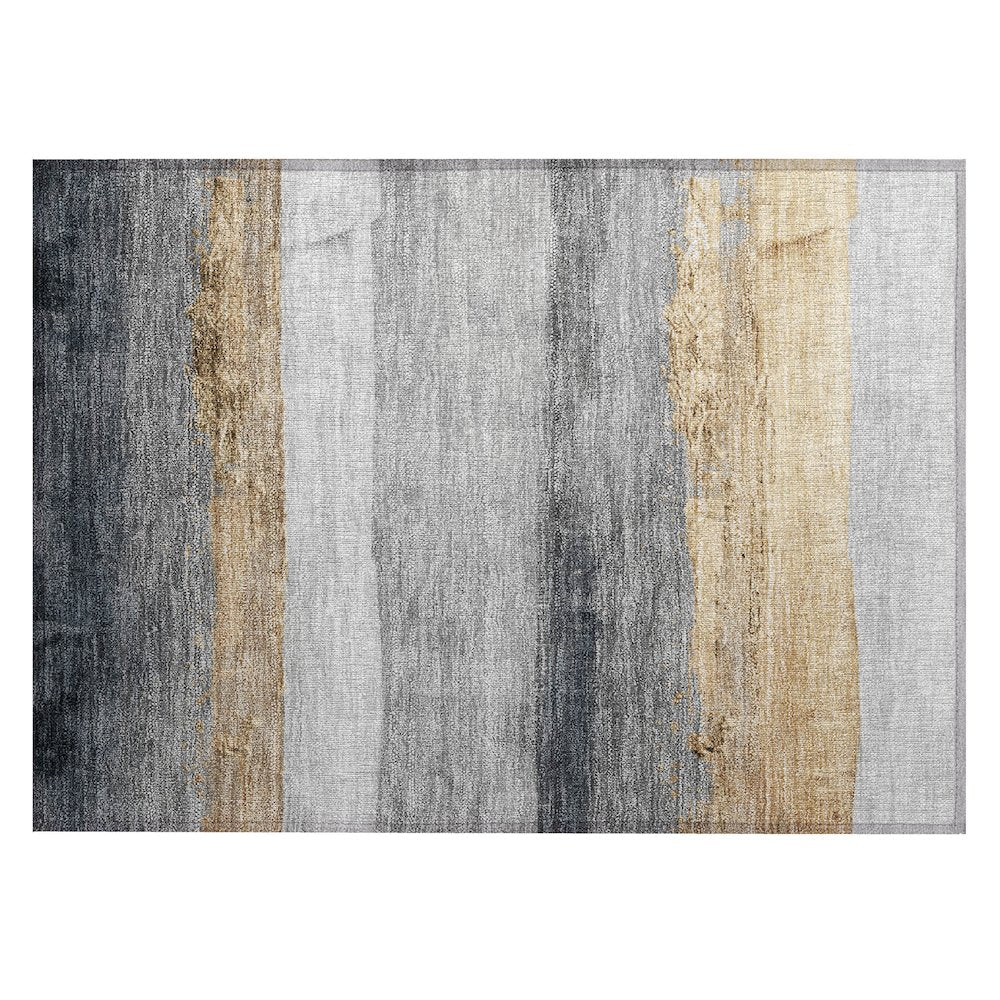 Machine Washable Indoor/Outdoor Chantille Gold 1'8" x 2'6" Rug