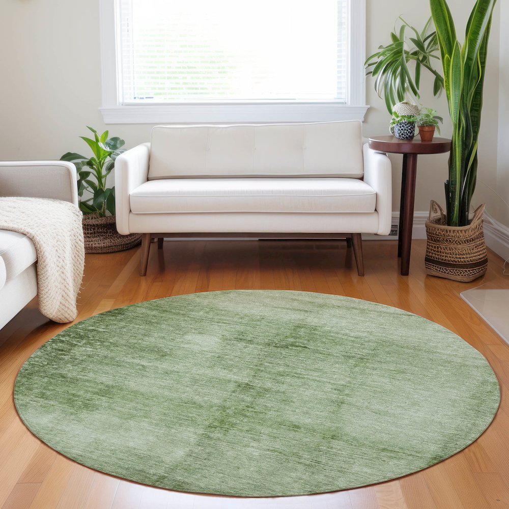 Machine Washable Indoor/Outdoor Chantille Aloe 8' x 8' Round Rug