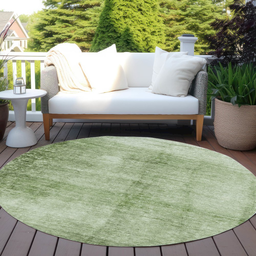 Machine Washable Indoor/Outdoor Chantille Aloe 8' x 8' Round Rug