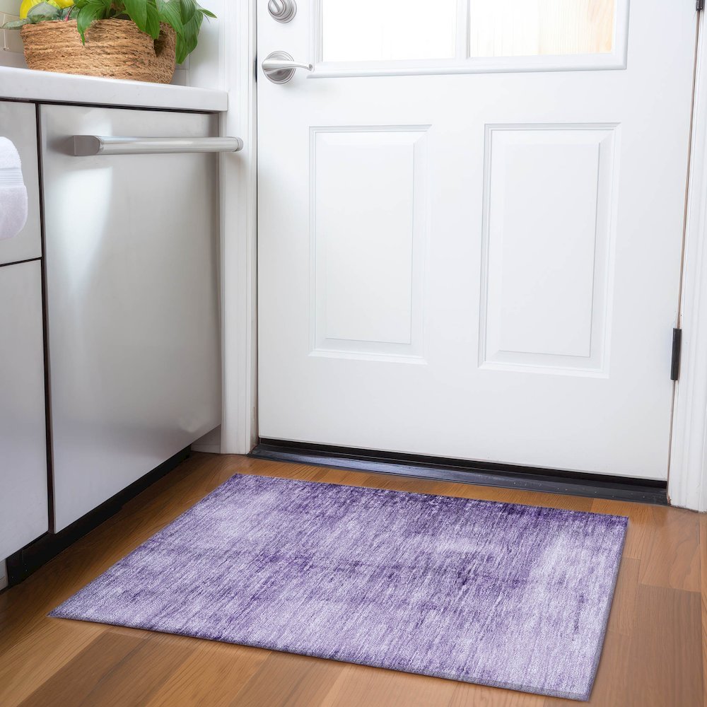 Machine Washable Indoor/Outdoor Chantille Purple 1'8" x 2'6" Rug