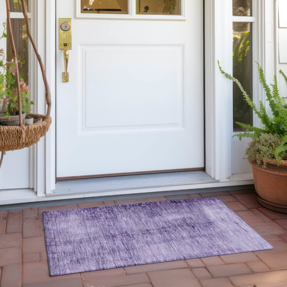 Machine Washable Indoor/Outdoor Chantille Purple 1'8" x 2'6" Rug