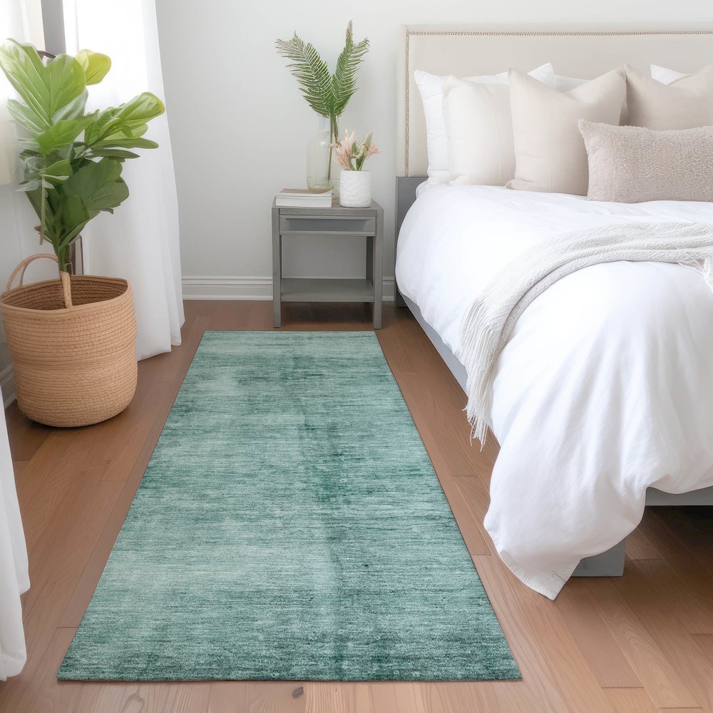 Machine Washable Indoor/Outdoor Chantille Teal 2'3" x 7'6" Runner Rug