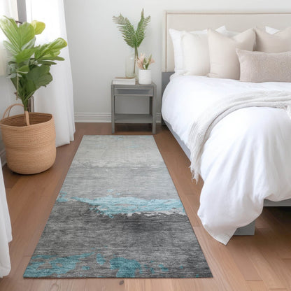 Machine Washable Indoor/Outdoor Chantille Teal 2'3" x 7'6" Runner Rug