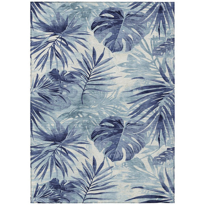 Machine Washable Indoor/Outdoor Chantille Blue 2'6" x 3'10" Rug
